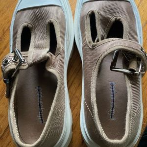 EUC Jeffrey Campbell tan platforms.